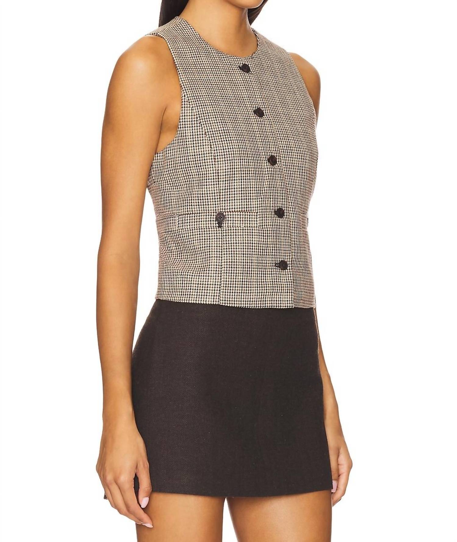BLANKNYC Between The Lines Vest in plaid - women's jacket - detail view