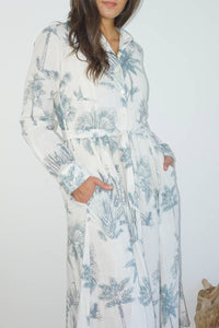 NIBI MTK Sierra Dress in faded teal palms - women's dress - view 6
