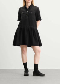 GANNI Future Soft Rigid Denim Mini Dress in washedblack - women's dress - alternate view