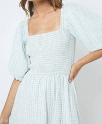 Fore Collection - Gingham Bubble Sleeve Dress