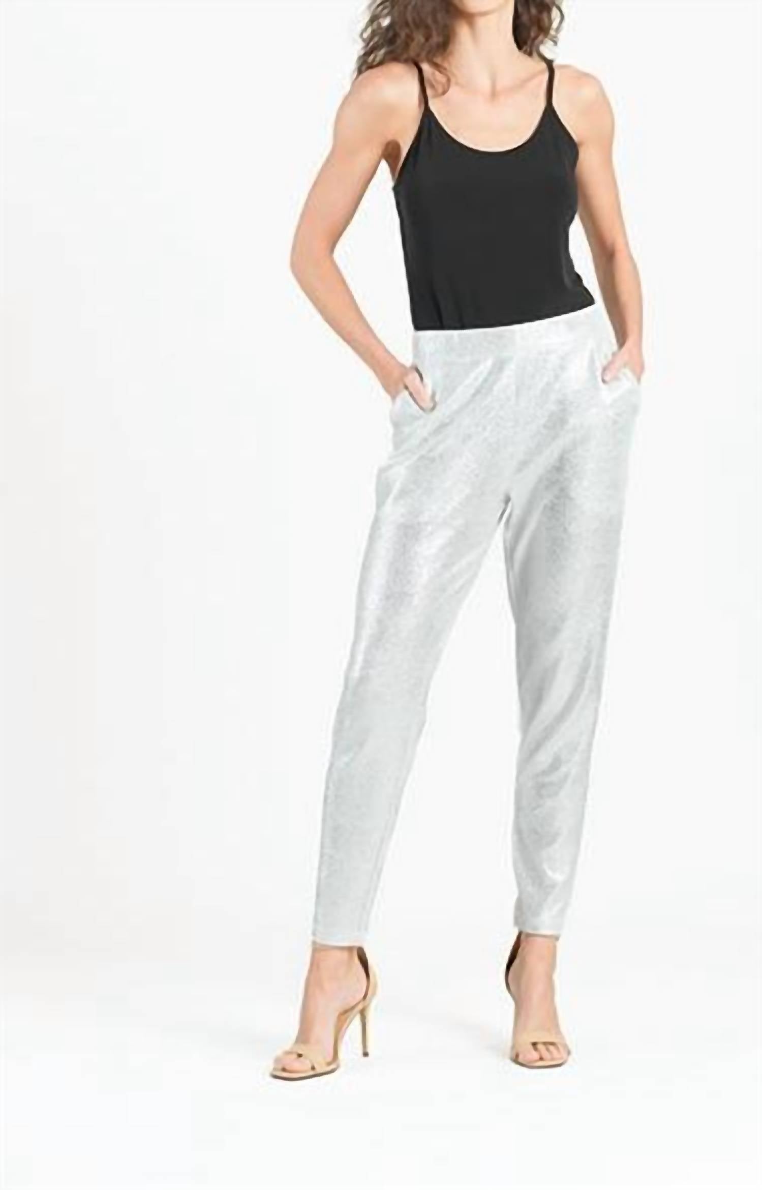 CLARA SUNWOO Shimmer Pants in silver - women's pants