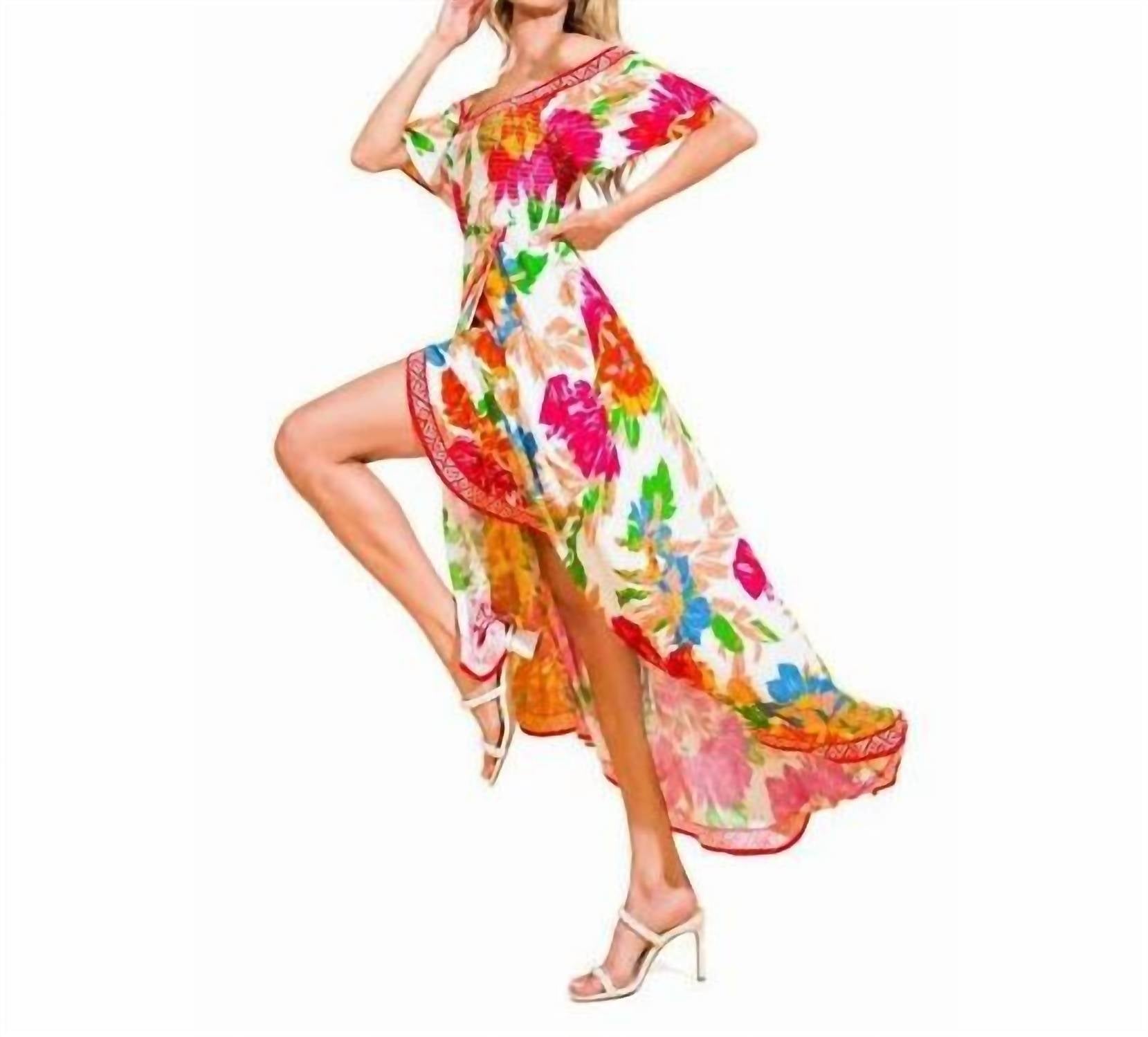 Flying Tomato - Floral Off Shoulder Hi-lo Maxi Dress
