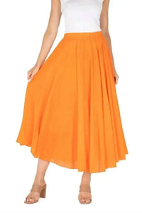 M made in Italy Woven Skirt in italy woven skirt in tangerine - women's skirt