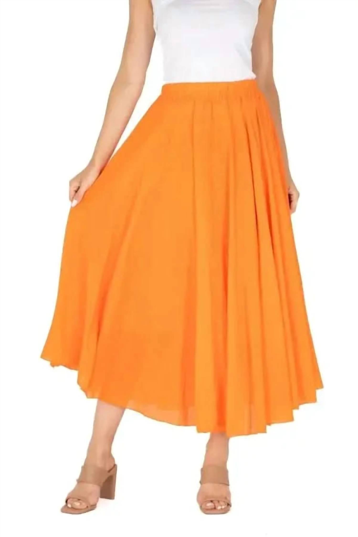 M made in Italy Woven Skirt in italy woven skirt in tangerine - women's skirt