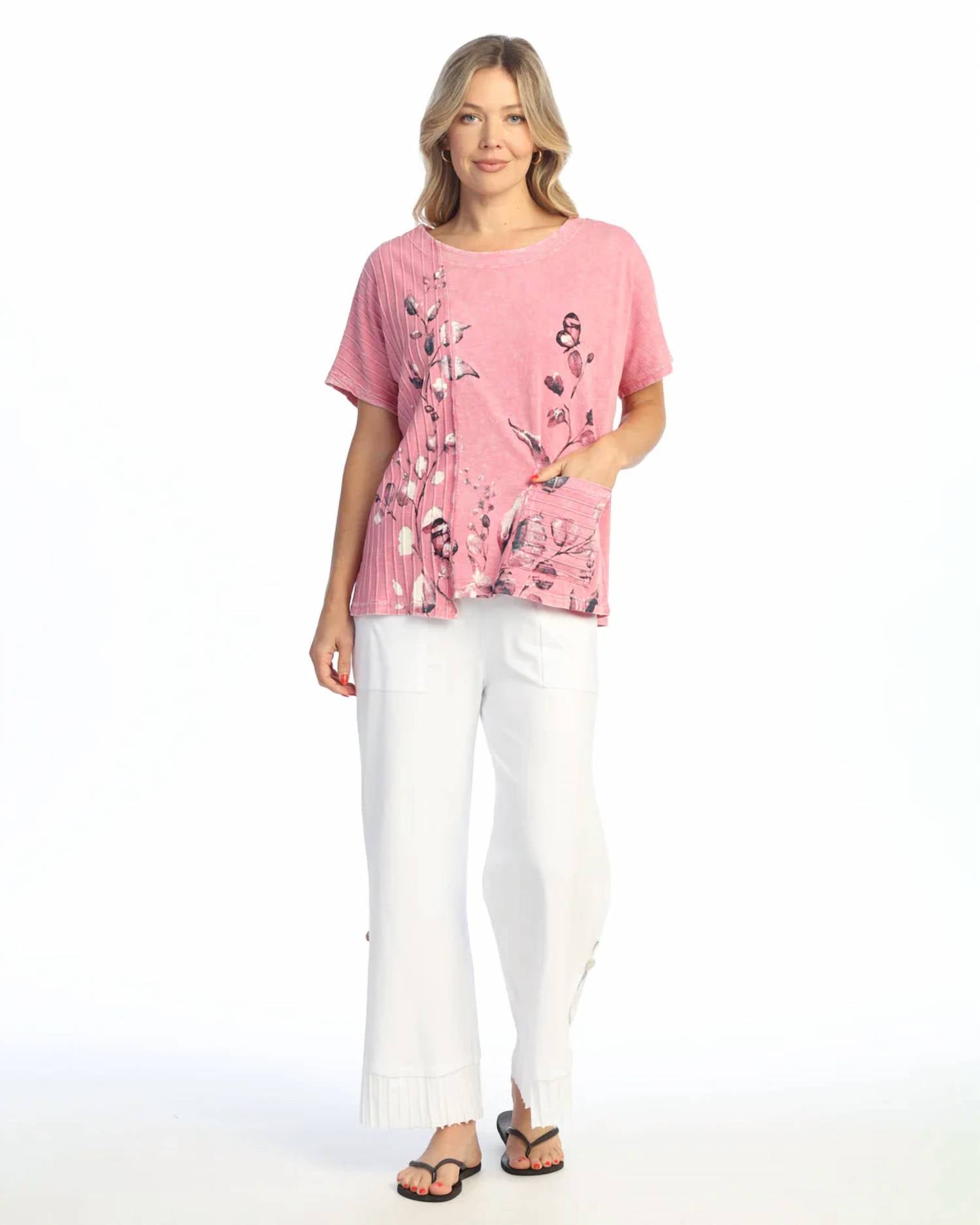 Jess & Jane - Botanica Mineral Washed Cotton Rib Contrast Top