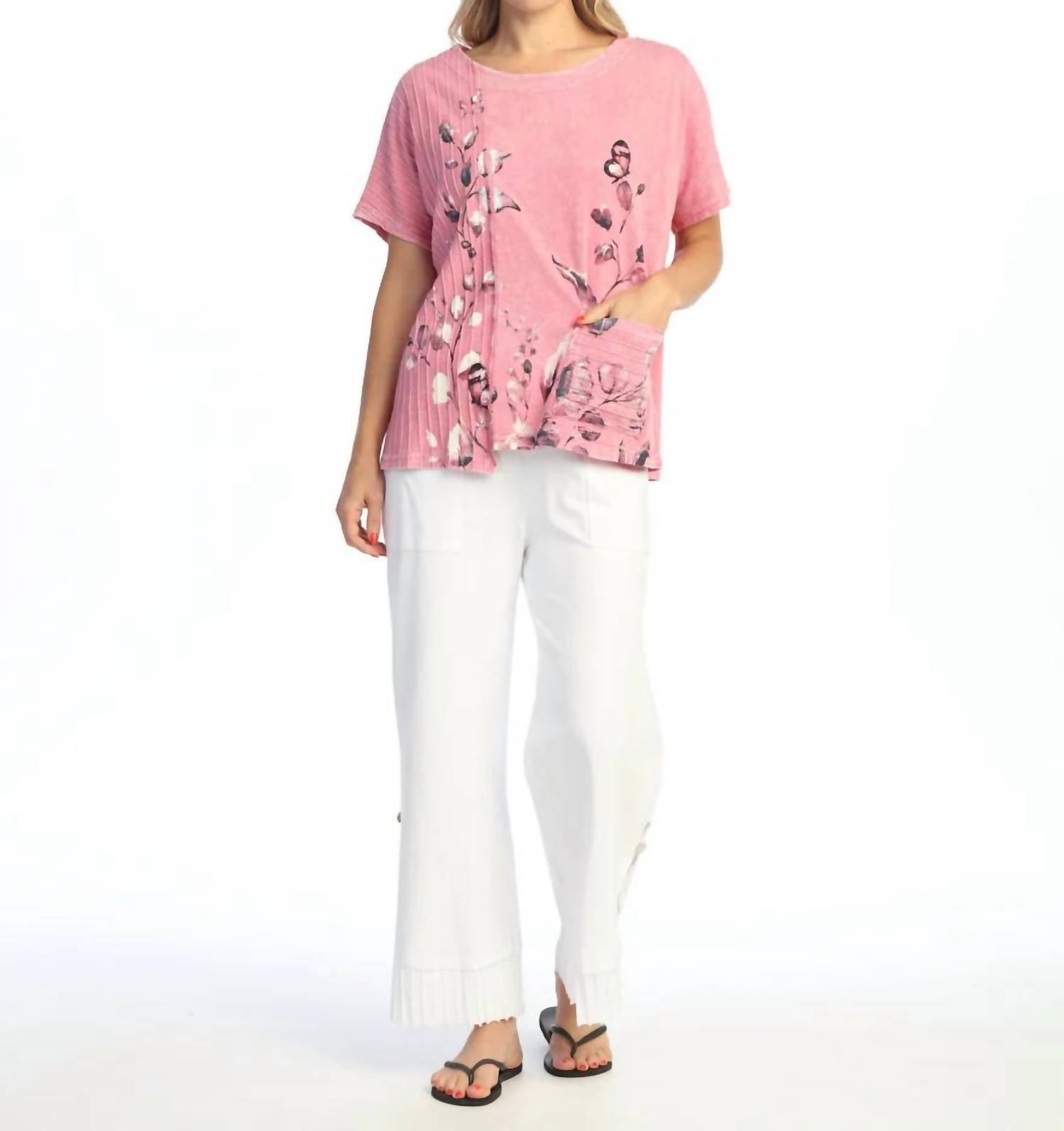 Jess & Jane - Botanica Mineral Washed Cotton Rib Contrast Top