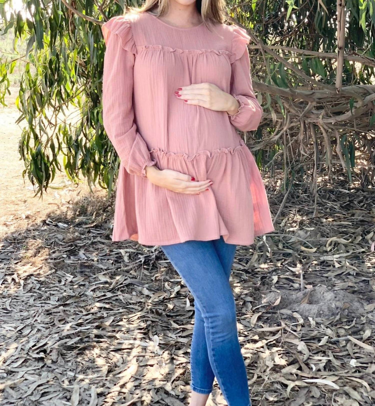 Liv Maternity - Ruffle Muslin Tunic