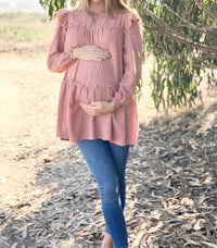Liv Maternity - Ruffle Muslin Tunic