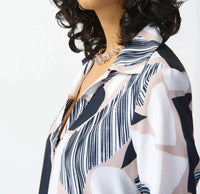 Joseph Ribkoff - Woven Abstract Print Trapeze Midi Dress