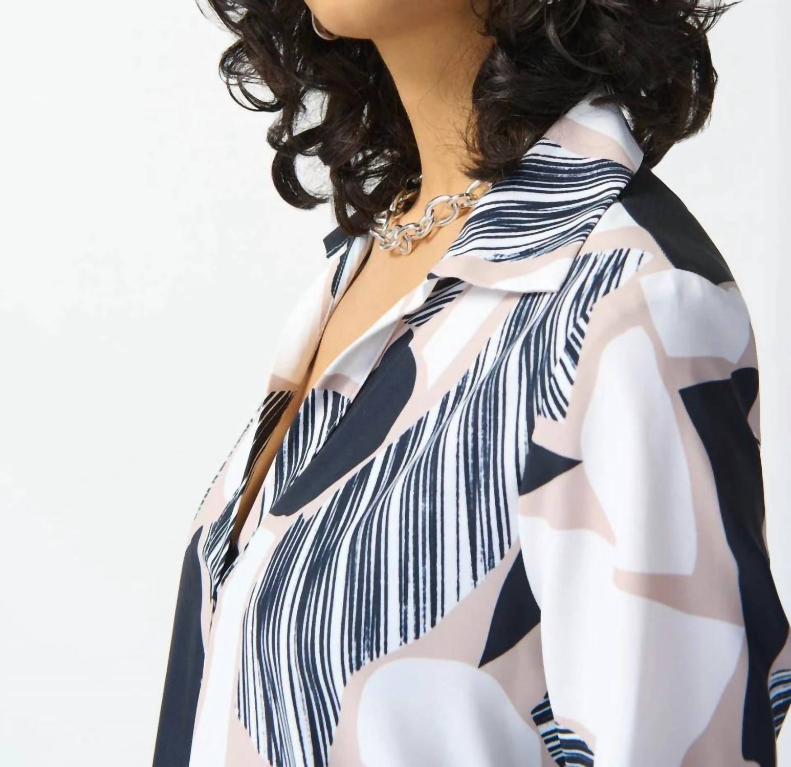Joseph Ribkoff - Woven Abstract Print Trapeze Midi Dress