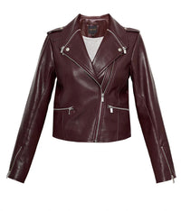 AS by DF Cindy Recycled Leather Jacket in port wine - women's jacket - view 6