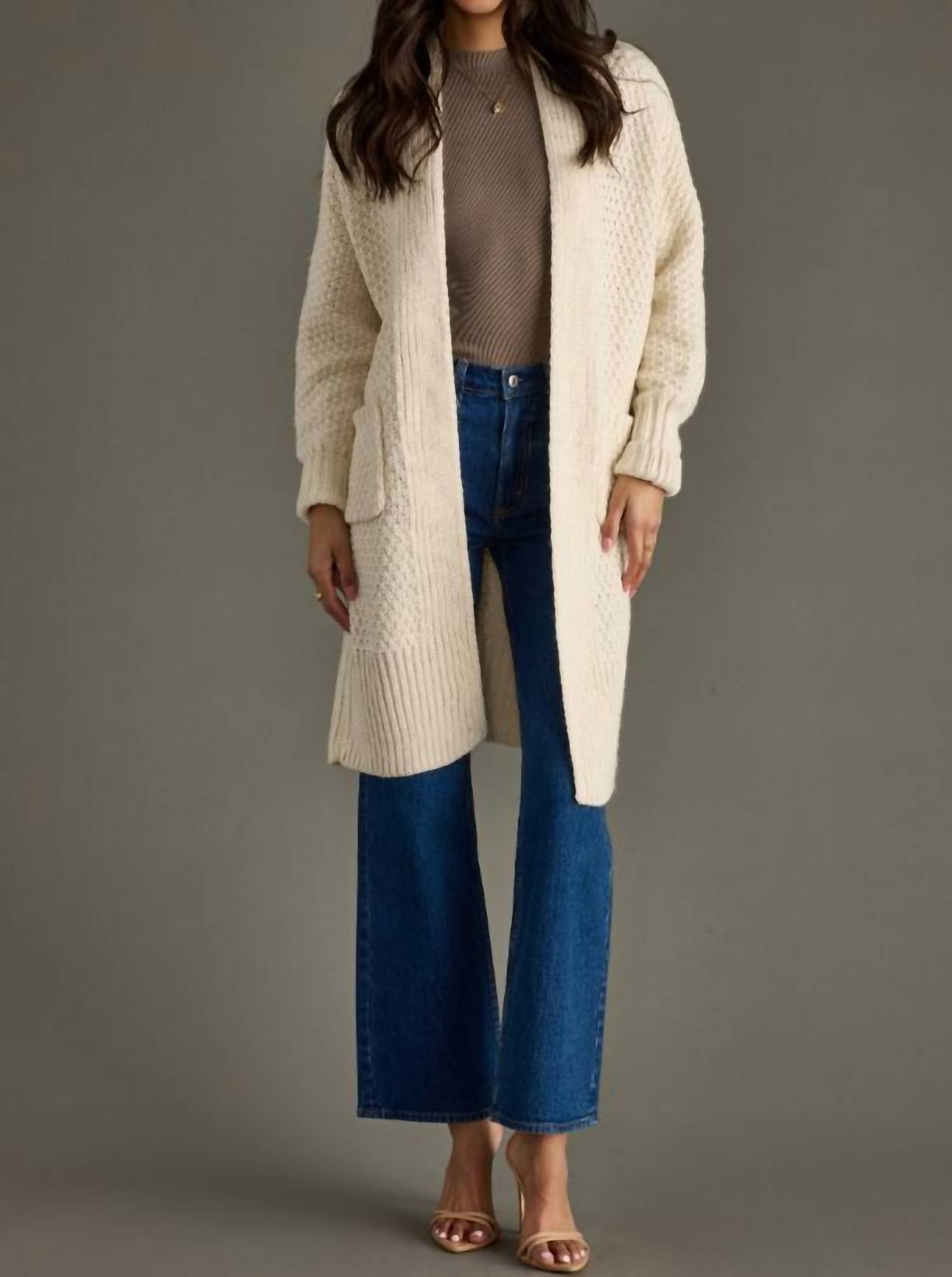 Panache Apparel Dale Knit Cardigan in ivory - women's cardigan