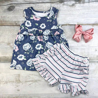 Pete + Lucy - Girls Midnight Rose Short Set