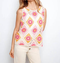 Charlie B - Sleeveless Crochet Cotton Blend Top