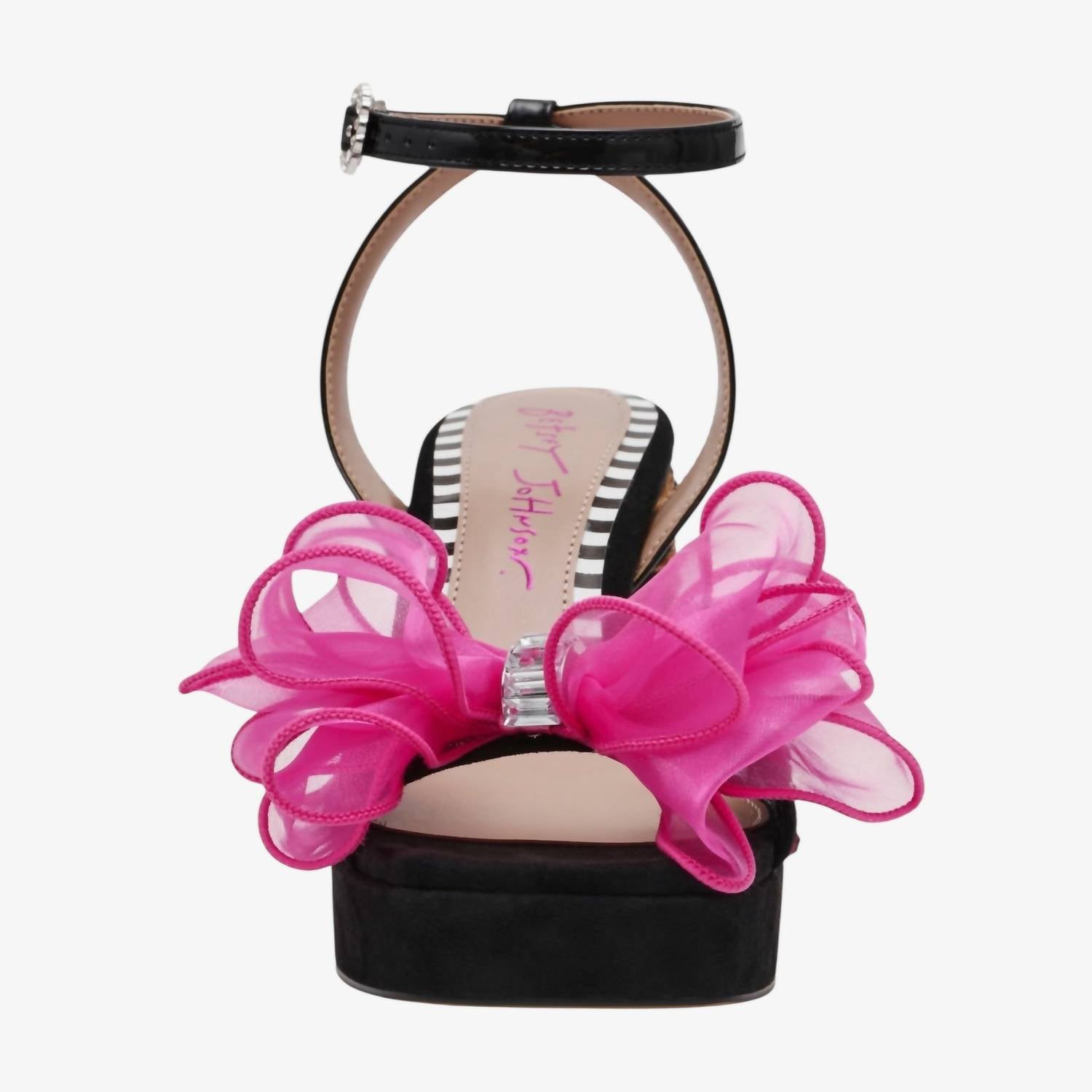 Betsey Johnson Women's Palloma Platform Heel in black with pink and leopard detail - women's heels - detail view
