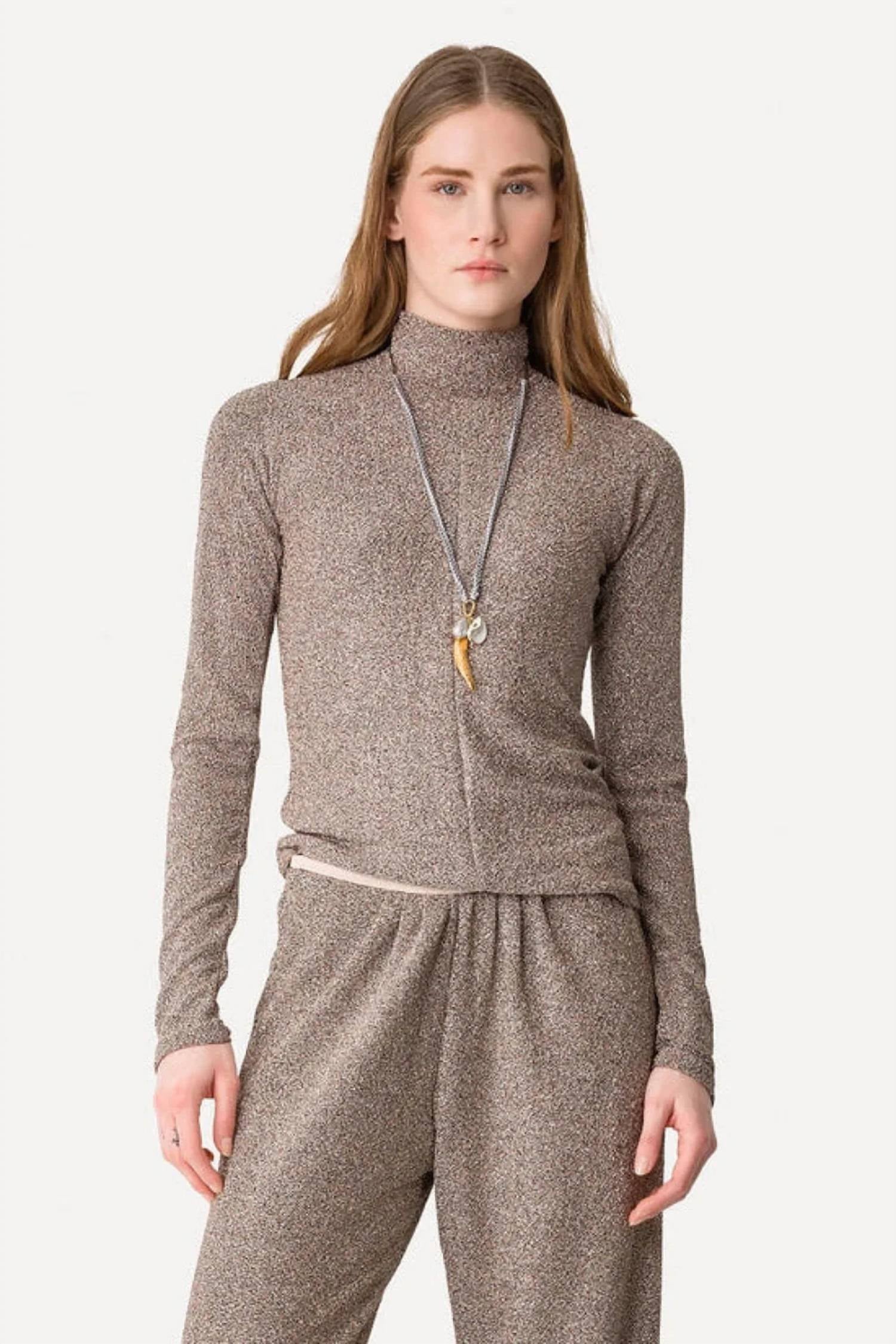Forte Forte - Lurex Vrillé Jersey Turtleneck Top