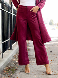 Skies Are Blue - Faux Suede Wide Legged Pants