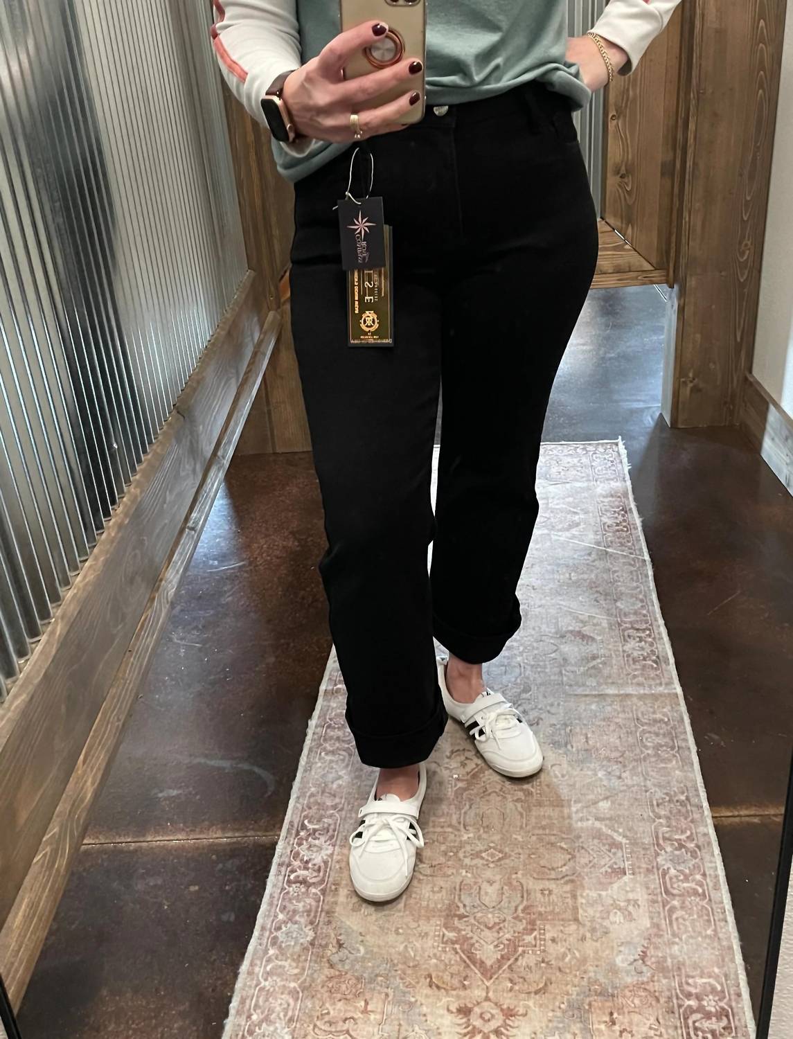 Risen - Mid Rise Crop Straight Jeans