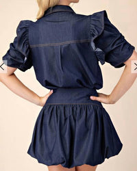 GLAM Wild West Balloon Skort in navy - women's shorts - detail view
