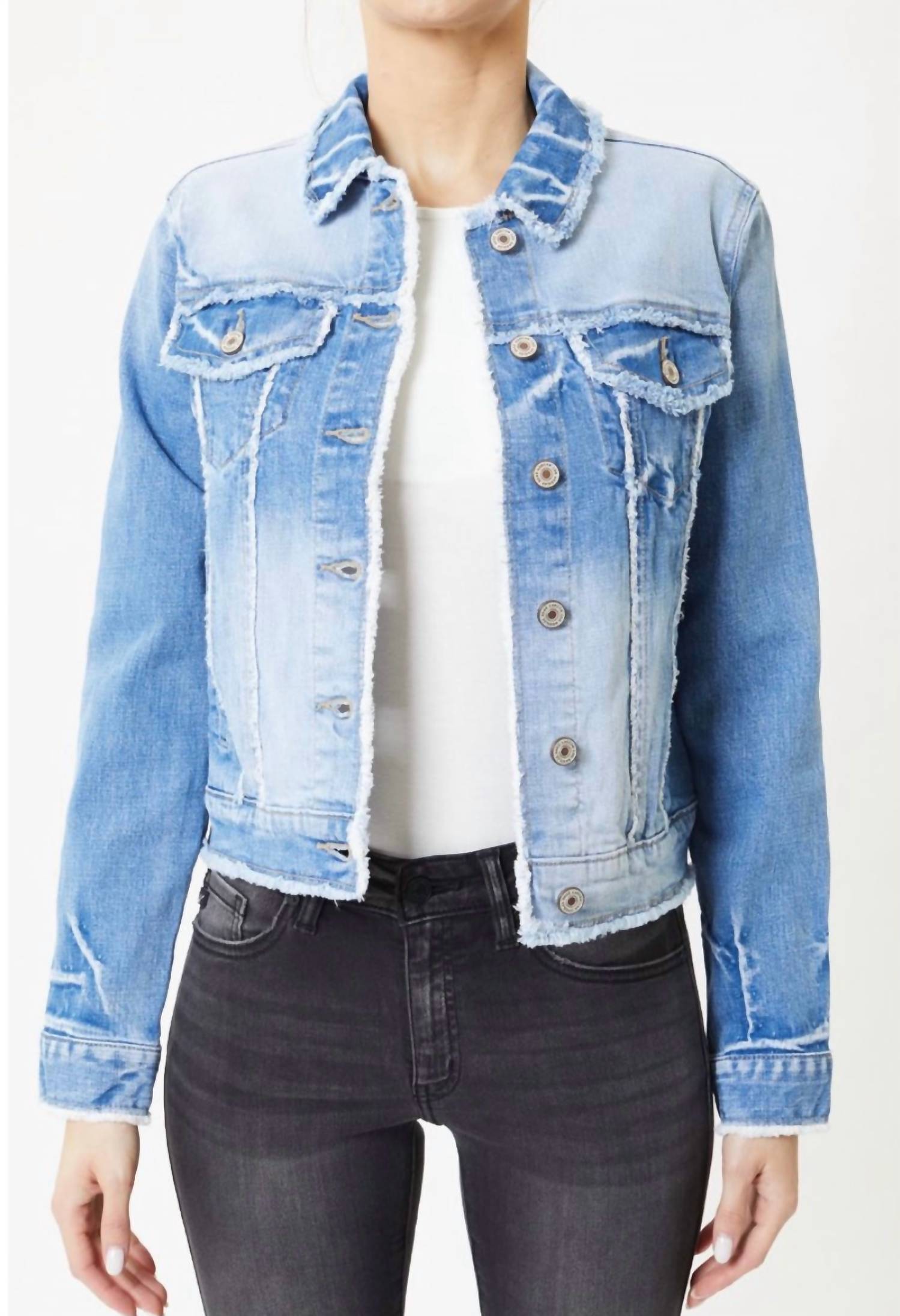 Kancan - Taylor Frayed Seam Denim Jacket