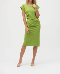 Joseph Ribkoff - Pleated Side Waist Midi Sheath Dress