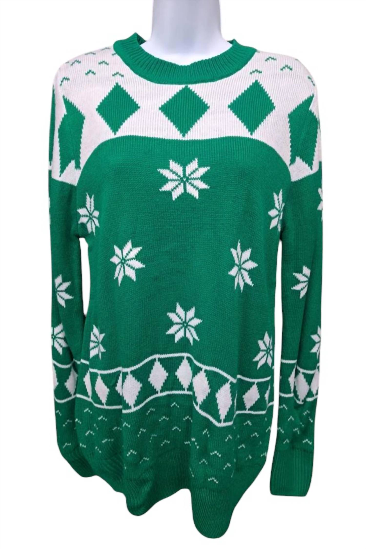 Tres Chic - Women's Snowflakes Diamonds Sweater