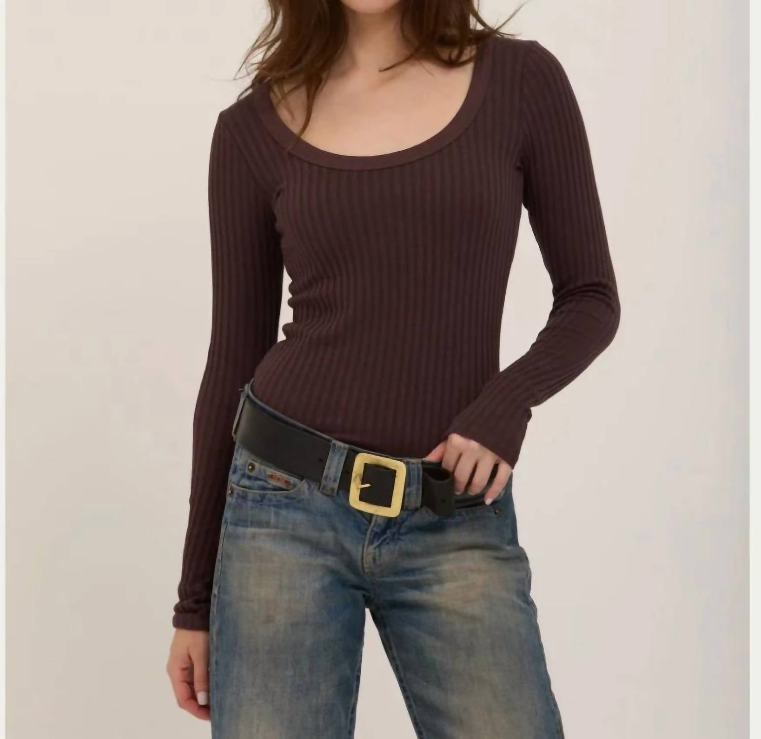 Project Social T - What's The Scoop Washed Rib Long Sleeve Tee