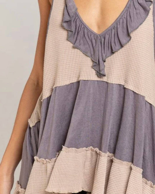 Pol - Ruffle V-neck Tank