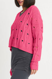 Planet By Lauren G. - Pima Cotton Moth Vneck Sweater