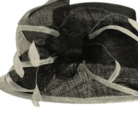 The Toucan Hat Company Women's Sinamay Two Tone Hat in black white - women's hat - detail view