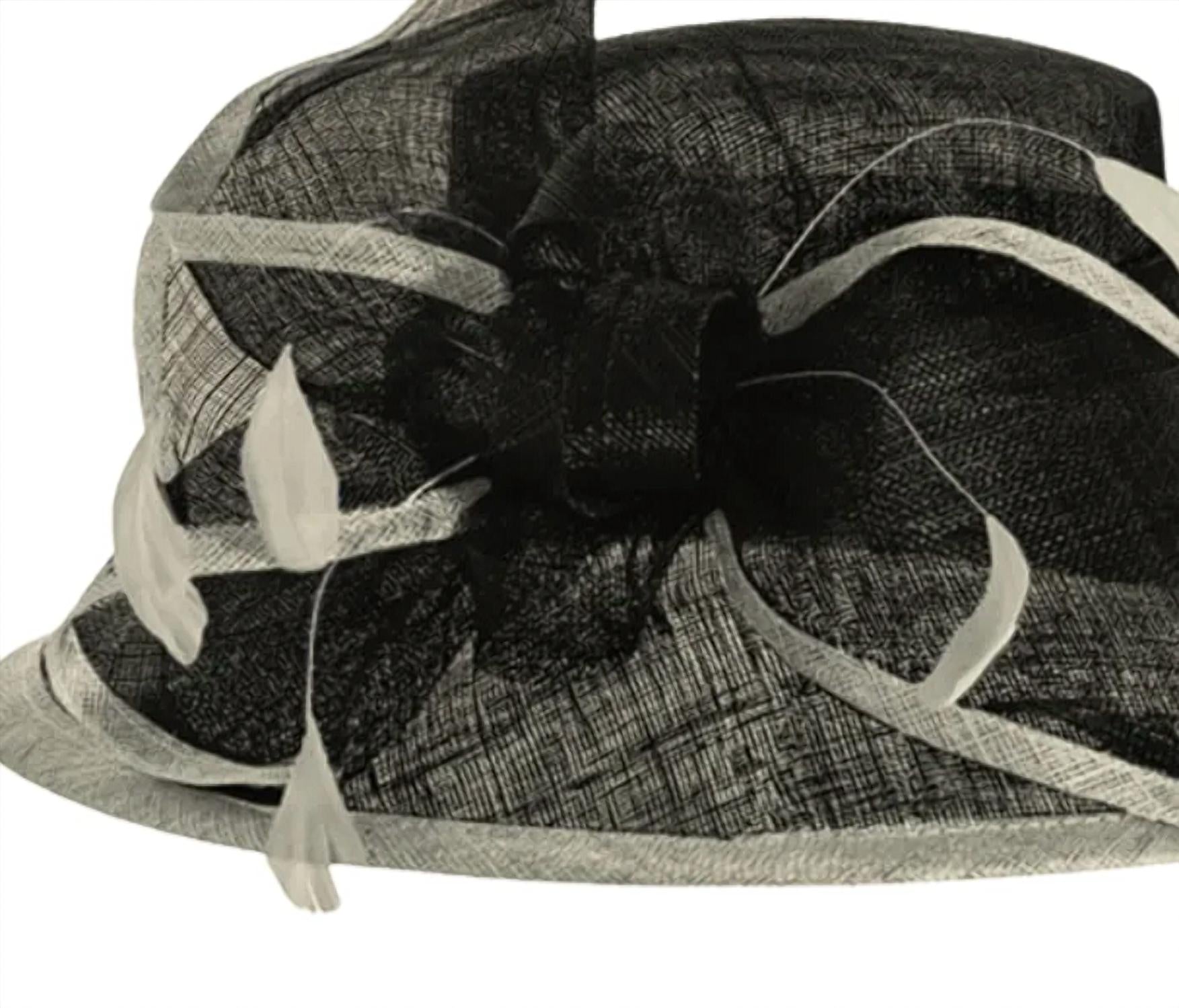 The Toucan Hat Company Women's Sinamay Two Tone Hat in black white - women's hat - detail view