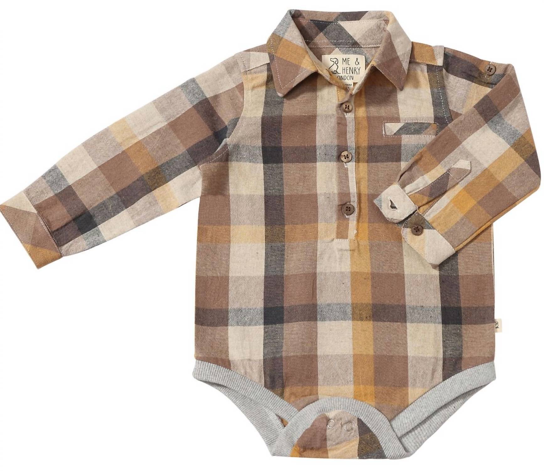 Me & Henry - Boy's Jasper Long Sleeve Woven Onesie