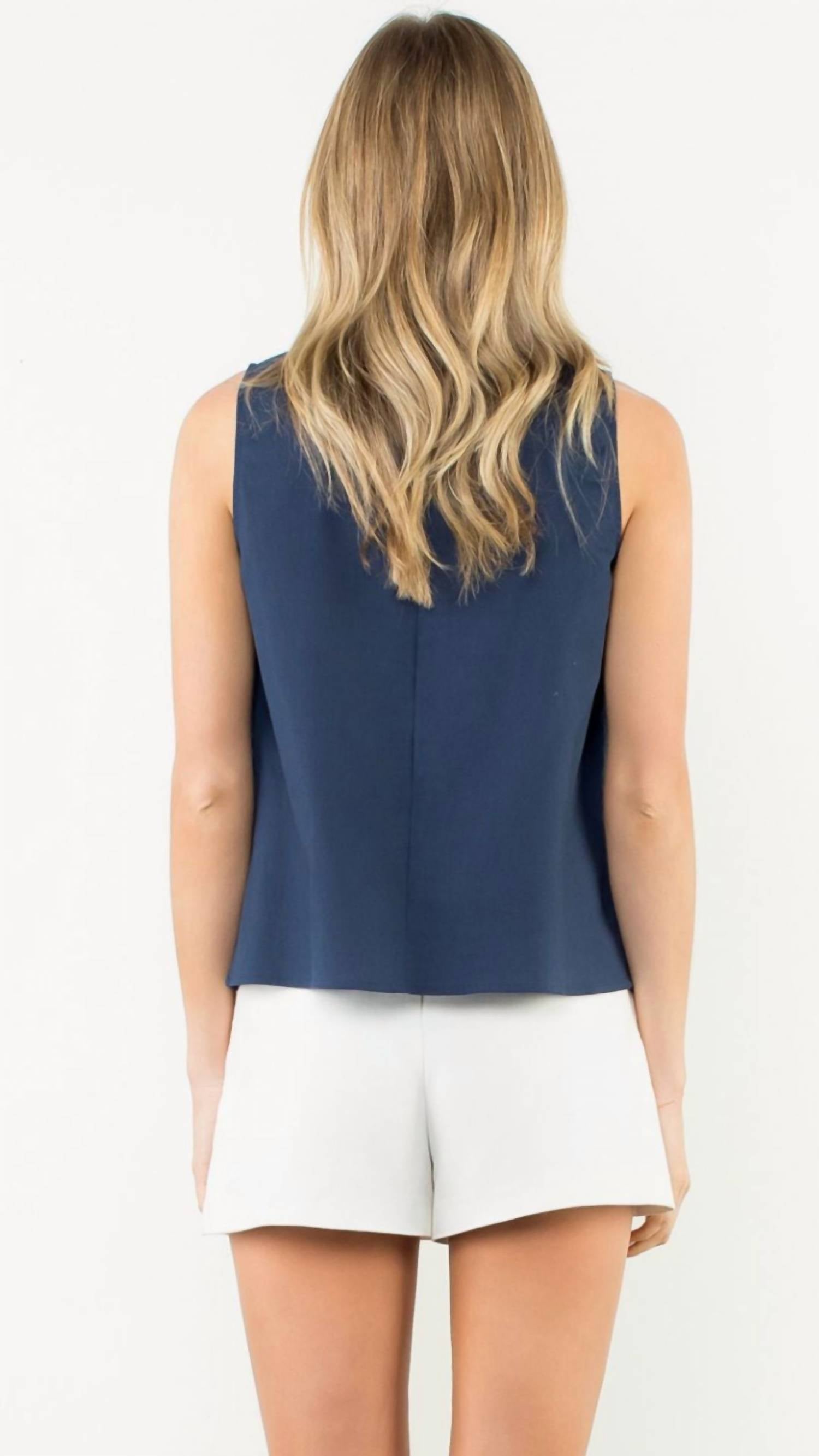 Thml - Pleated Mock Neck Linen Sleeveless Top
