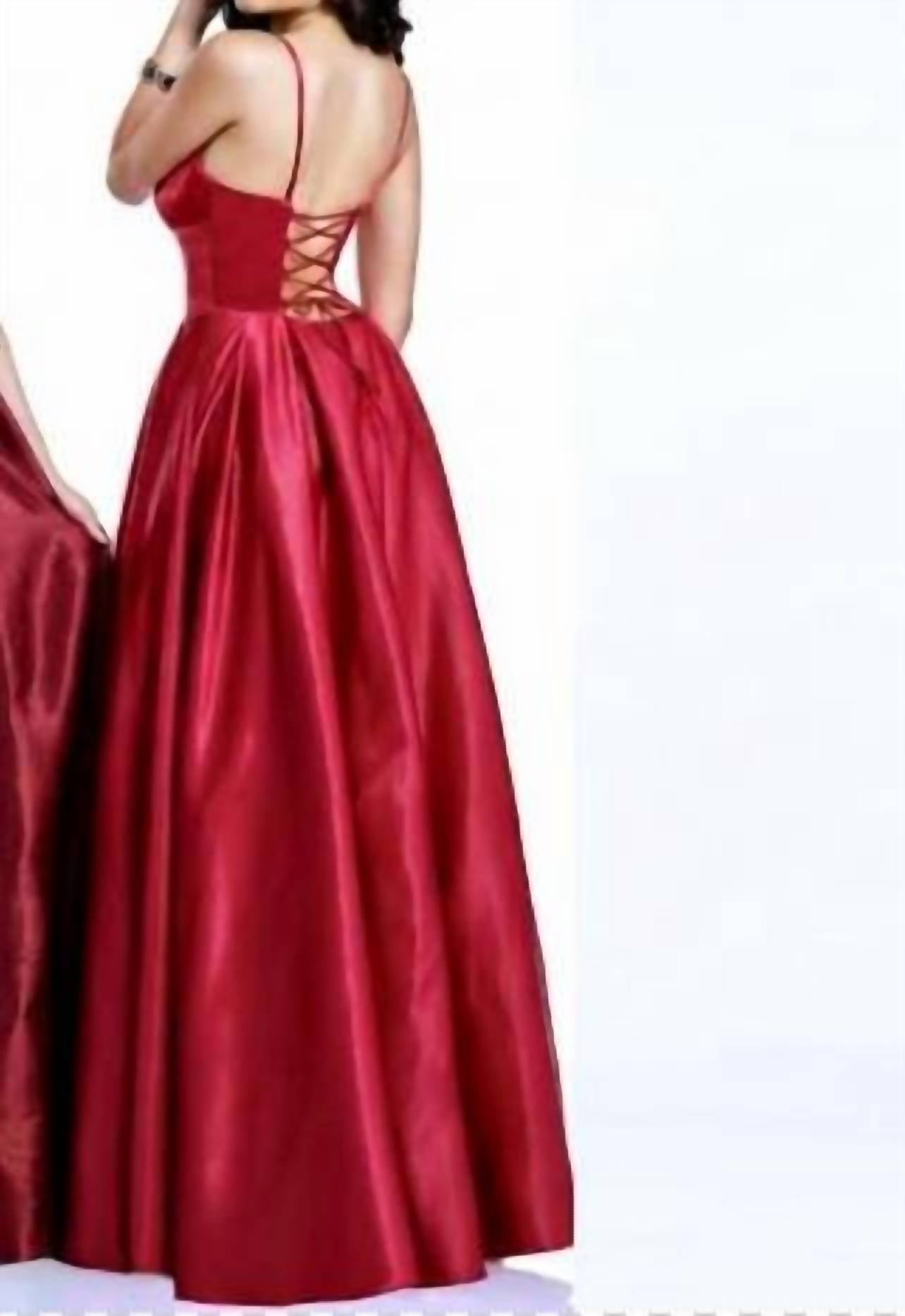 Karishma Creations Women's A-line Prom Dress in wine - women's dress - detail view