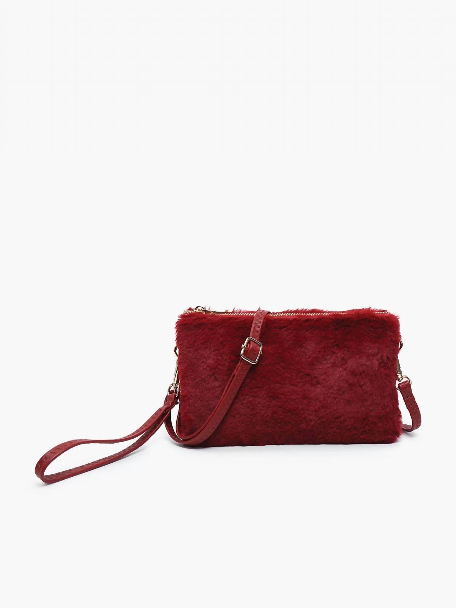 Jen & Co. - Women's Riley Fur Three Compartment Crossbody Wristlet Bag