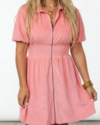 BLAKELEY Marren Zip Front Mini Dress in coral - women's dress