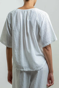 Raquel Allegra Miles Blouse in washed white - women's blouse - alternate view