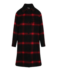Stella McCartney Women's Double-breasted Checked Coat in black red - women's jacket