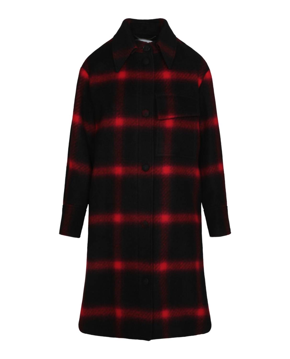 Stella McCartney Women's Double-breasted Checked Coat in black red - women's jacket