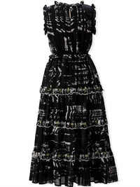 EMILY LOVELOCK Rachel Maxi Pineapple Print Dress in black multi - women's dress - alternate view