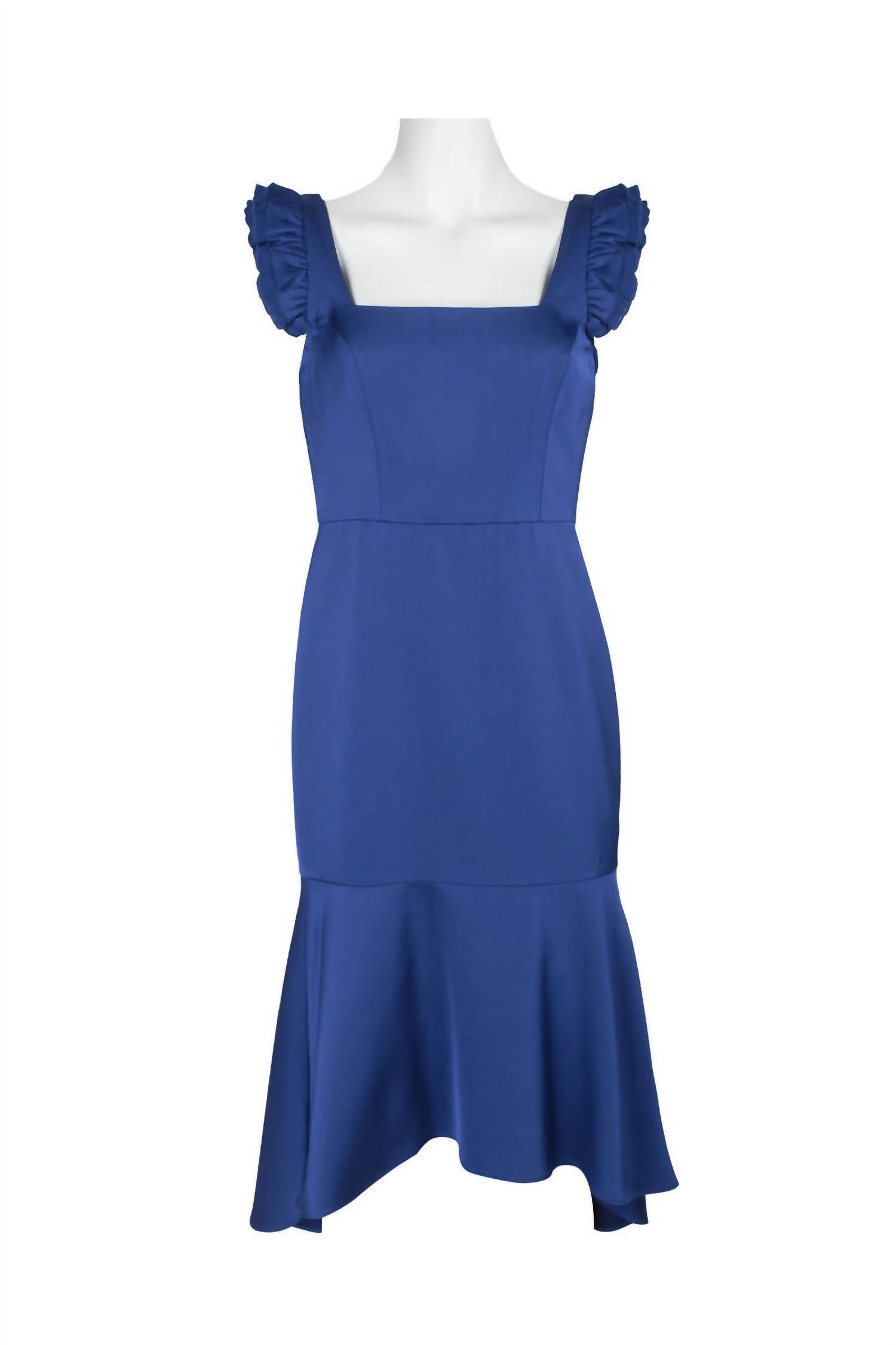 Aidan Mattox - Ruffled Shoulder Sleeveless Crepe Dress