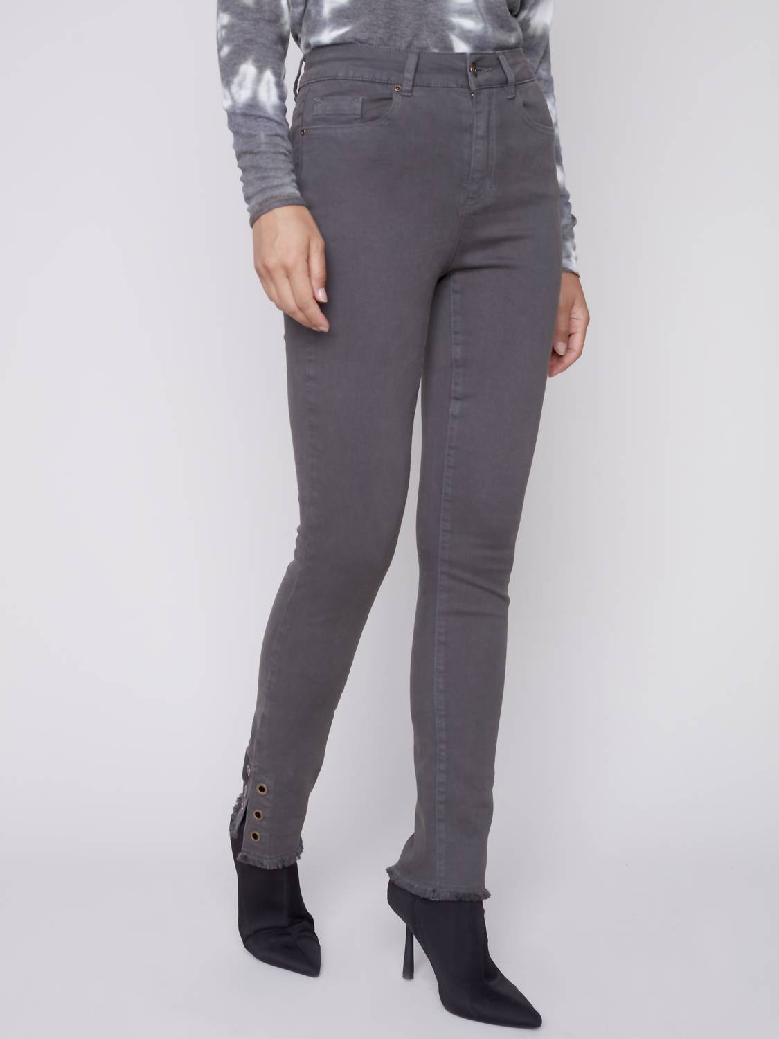 Charlie B - Eyelet Pants With Side Slits