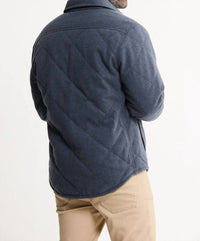 JACHS NEW YORK Quilted Brushed Knit Shirt Jacket in navy - men's jacket - detail view