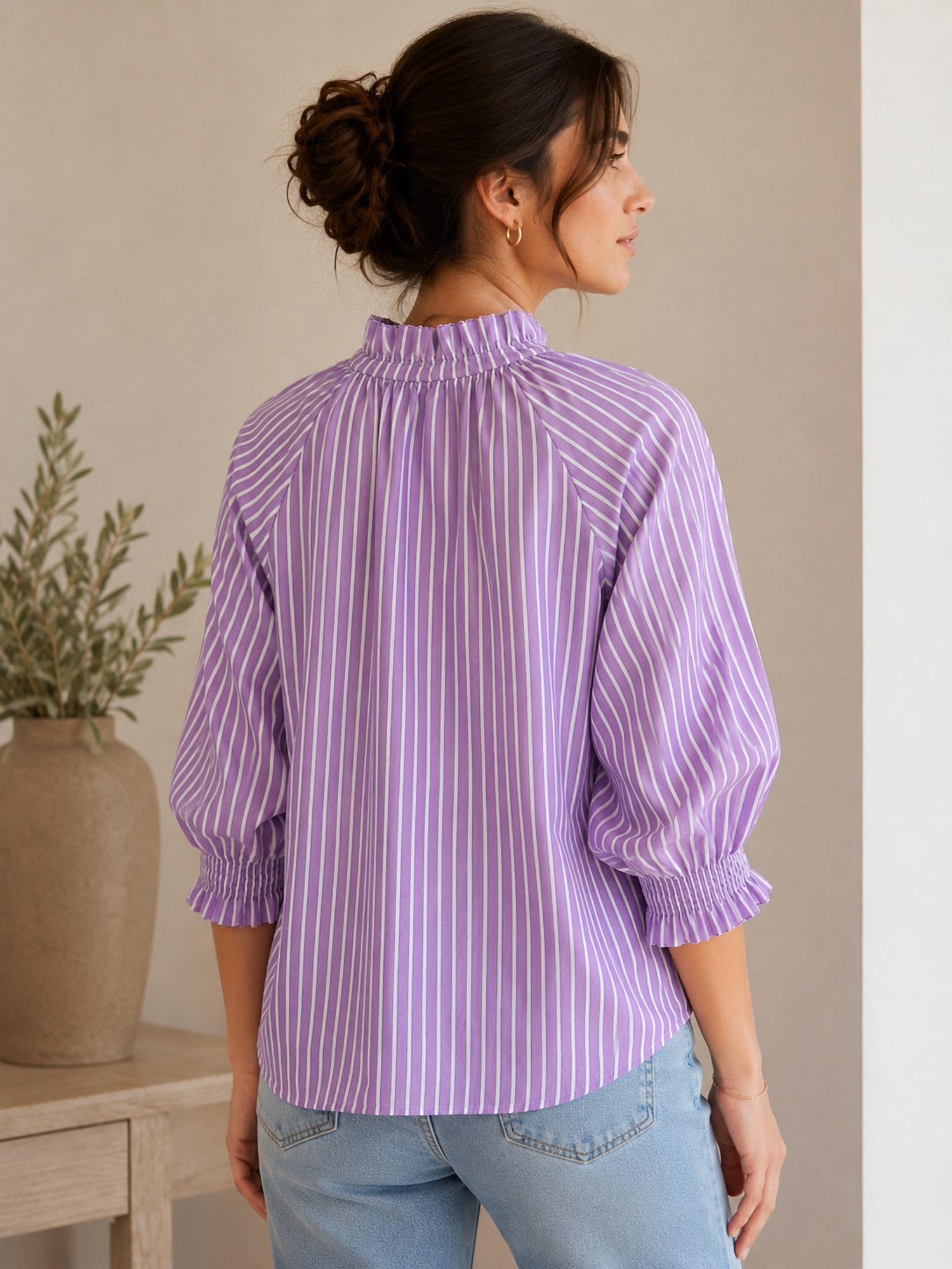 Jade Stripe blouse in purple stripe - women's blouse - detail view