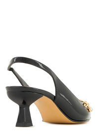 Andrea Women's Slip On Stilleto Heels in black patent leather - women's heels - detail view