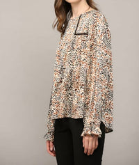 Fate - Esme Animal-print Lace Peasant Blouse