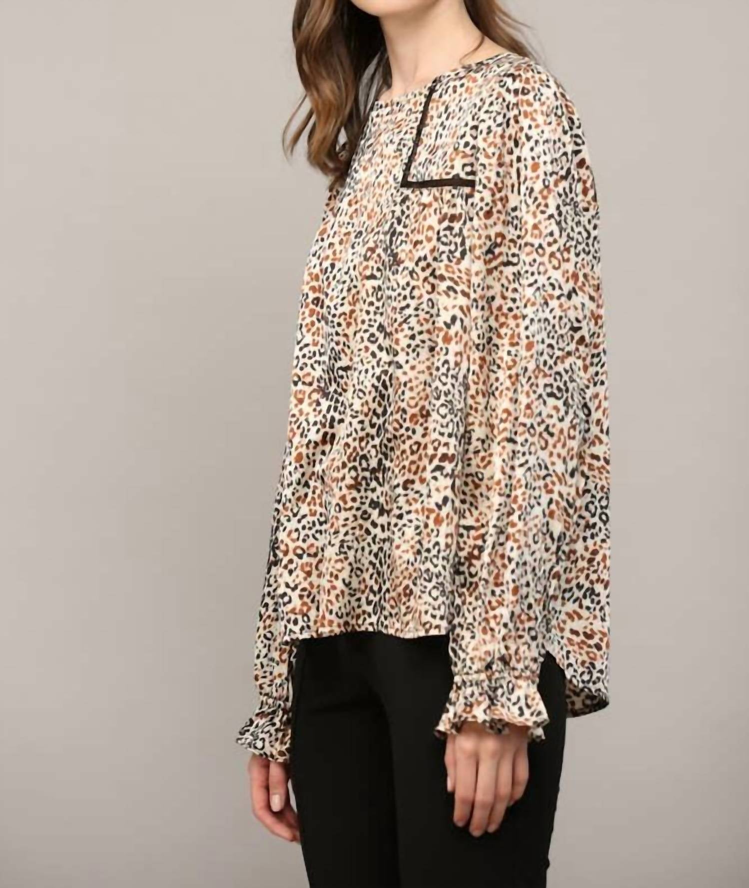 Fate - Esme Animal-print Lace Peasant Blouse