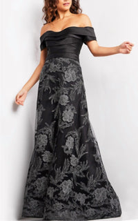 Jovani - Off the Shoulder A Line Gown