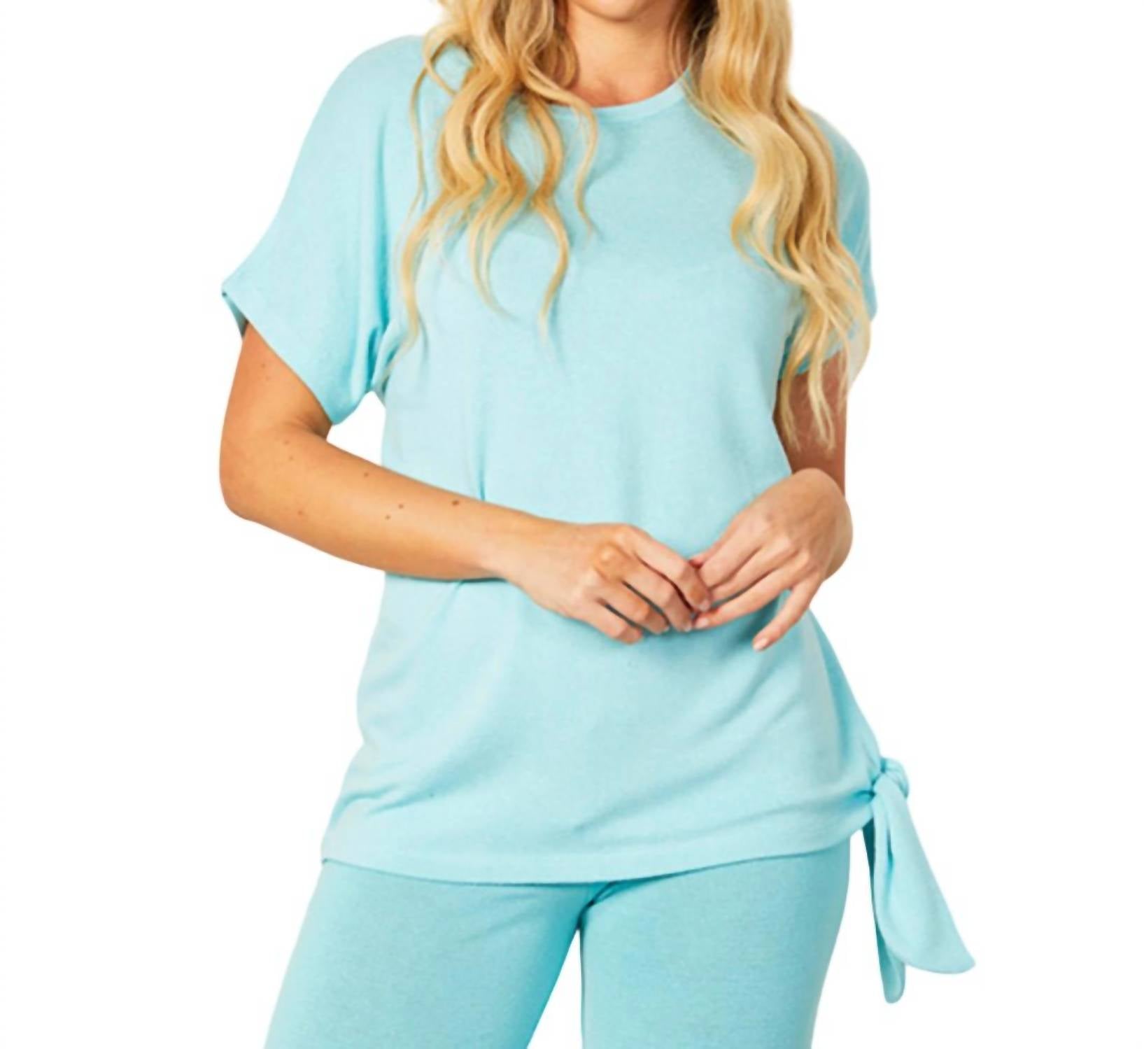 Short Sleeve Side Tie Detail Top