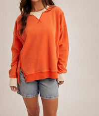 Hem & Thread - Color Block Snow Wash Oversized Sweatshirt